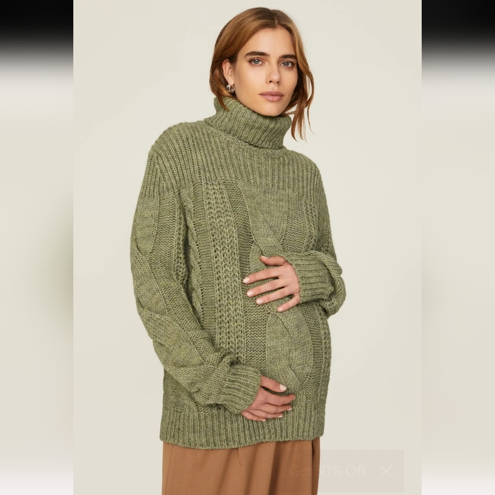 Pietro Brunelli Himalaya Alpaca Wool Turtleneck Cable Knit Sweater Size M